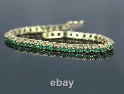 10 Ct Round Cut Simulated Green Emerald Tennis Bracelet 14K White Gold Plated