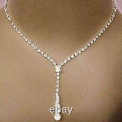 10Ct Round Cut Lab Created Diamond Tennis Necklace 14k White Gold Plated Silver