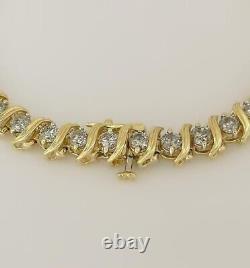 10Ct Round Cut Real Moissanite Women's Tennis Bracelet 14K Yellow Gold Plated