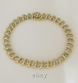 10Ct Round Cut Real Moissanite Women's Tennis Bracelet 14K Yellow Gold Plated