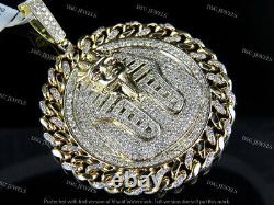 10K Silver Gold Plated Egyptian Pharaoh XL 3 Medallion Moissanite Pendant 6CT