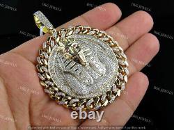 10K Silver Gold Plated Egyptian Pharaoh XL 3 Medallion Moissanite Pendant 6CT