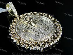 10K Silver Gold Plated Egyptian Pharaoh XL 3 Medallion Moissanite Pendant 6CT