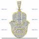 10k Yellow Gold Plated 3 Ct Pave Moissanite Evil Eye Hamsa Hand Pendant 1.55