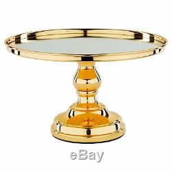 12 Gold Plated Mirror Cake Stand Round Chrome Metal Wedding Display Pedestal