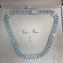 12 MM Lab-Created Diamond Me's Cuban Link Chain 22 14k White Gold Plated Over