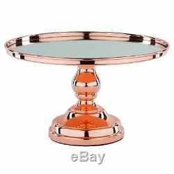 12 Rose Gold Plated Mirror Cake Stand, Round Chrome Metal Wedding Display Tower