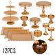 12pcs Cake Stand Set Metal Cupcake Holder Display Plate With Crystal Wedding Party