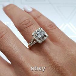 14 k Gold Plated 2.1 ct Round Lab-Created Split Band Halo Engagement Ring