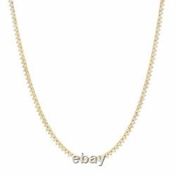 14K Gold Plated 925 Sterling Silver 3mm 4mm 3 Prong Round Cut CZ Tennis Necklace