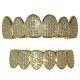 14k Gold Plated 925 Sterling Silver Grillz Cz Micro Pave Pre-made Grills Set