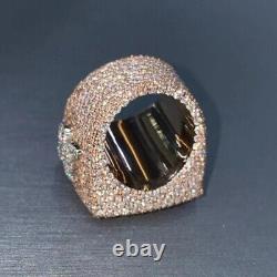 14K Rose Gold Silver Plated 4.50Ct Round Cut Real Moissanite Men's Cluster Ring