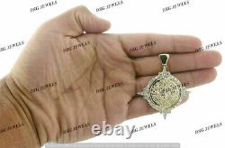 14K Silver Gold Plated Moissanite Mayan Calendar Medallion Shield Pendant 2.4Ct