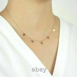 14K Solid Metal Gold Plated Disc Charm Necklace 18 Choker Adjustable Chain