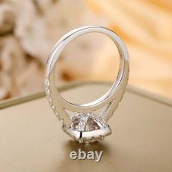 14K White Gold Plated 1.00 Ct Round White Moissanite Solitaire Engagement Ring