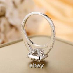 14K White Gold Plated 1.00 Ct Round White Moissanite Solitaire Engagement Ring