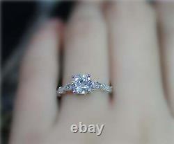 14K White Gold Plated 1.20 Ct Round Moissanite Propose Brilliant Engagement Ring