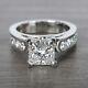 14k White Gold Plated 2.35ct Princess Cut Moissanite Channel Engagement Ring