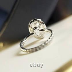 14K White Gold Plated 2 Ct Oval Cut Moissanite Accented Engagement Ring GIFT