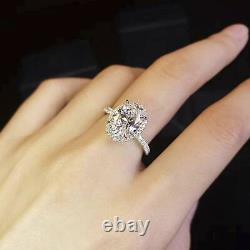 14K White Gold Plated 2 Ct Oval Cut Moissanite Accented Engagement Ring GIFT