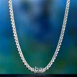 14K White Gold Plated 20CT Round Cut Lab Created Diamond Tennis Necklace 20 In