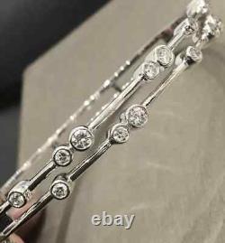 14K White Gold Plated 3 Ct Simulated Diamond Women Anniversary Bangle Bracelet