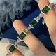14k White Gold Plated 4ct Emerald Cut Lab Created Green Emerald Tennis Bracelet