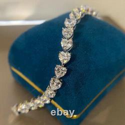 14K White Gold Plated 5mm Heart Cut Brilliant VVS1 Diamond Moissanite Bracelet
