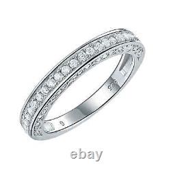 14K White Gold Plated Eternity Stackable Ring Wedding Band Lab Created Diamond