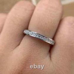 14K White Gold Plated Eternity Stackable Ring Wedding Band Lab Created Diamond