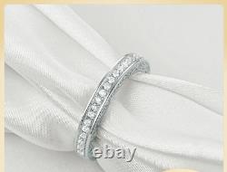 14K White Gold Plated Eternity Stackable Ring Wedding Band Lab Created Diamond