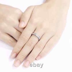 14K White Gold Plated Eternity Stackable Ring Wedding Band Lab Created Diamond