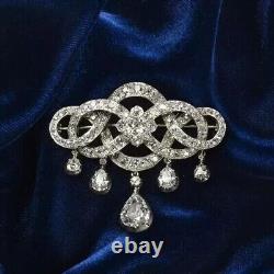 14K White Gold Plated In 2Ct Round Cut Diamond Diamond Women's Lovely Brooch Pin