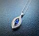 14k White Gold Plated Marquise Cut Lab-created Sapphire Women Box Chain Pendant