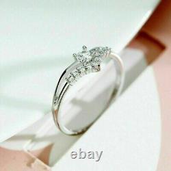 14K White Gold Plated Round Cut Simulated Diamond Women's Pretty Engagement Ring