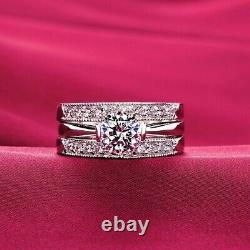 14K White Gold Plated Silver 2.30 Ct Round Cut Lab Created Diamond Enhancer Ring