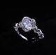14k White Gold Plated Silver 2ct Round Cut Real Moissanite Halo Wedding Ring