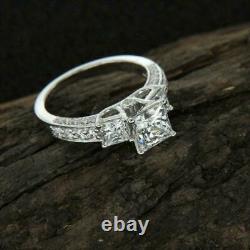 14K White Gold Plated Simulated 2.30Ct Princess Diamond Engagement Wedding Ring