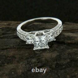 14K White Gold Plated Simulated 2.30Ct Princess Diamond Engagement Wedding Ring