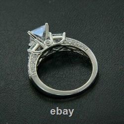 14K White Gold Plated Simulated 2.30Ct Princess Diamond Engagement Wedding Ring