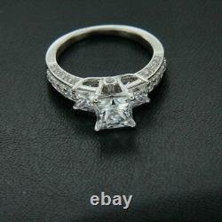 14K White Gold Plated Simulated 2.30Ct Princess Diamond Engagement Wedding Ring