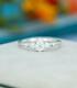 14k White Gold Plated Solitaire Engagement Ring 0.50 Carat Pear White Moissanite