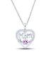 14k White Gold Plated Sterling Silver Pink Sapphire Mom Heart Pendant