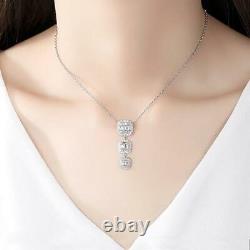 14K White gold Plated Round Diamond Pendants Necklace For Women And Girls