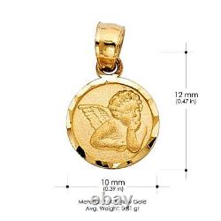 14K Yellow Gold Angel Charm Pendant with 0.9mm Singapore Chain Necklace