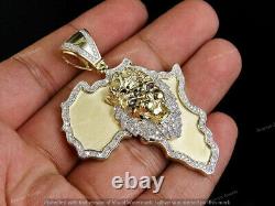 14K Yellow Gold Plated 1.20 CT Moissanite African Jungle King Lion Men's Pendant