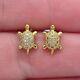 14k Yellow Gold Plated 1.20ct Round Cut Simulated Diamond Turtle Stud Earrings