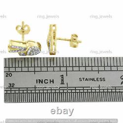 14K Yellow Gold Plated 1 CT Pave Moissanite Peace Sign Studs 13mm Frame Earrings