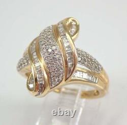 14K Yellow Gold Plated 1Ct Round Cut Simulated Diamond Cluster Engagement Ring
