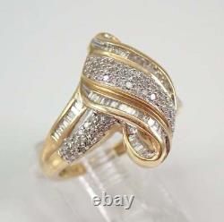 14K Yellow Gold Plated 1Ct Round Cut Simulated Diamond Cluster Engagement Ring
